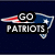 A dark blue background features a New England Patriots logo with text overlays changing across frames.