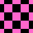 A static image of a black and pink checkered pattern with diamond-shaped sections, featuring pixelated edges and varying alignment across the composition.