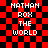 Red and black checkered background with white pixelated text reading "MATHAN ROX THE WORLD" in four identical vertical arrangements.