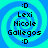 A static digital image with a blue and cyan spiral background displaying text and emoticons.