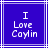 Blue square icon with white lines and pixelated text reading "I Love Caylin" in white