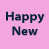 Pixel art icon featuring a cartoon woman holding a wine glass against a pink background with "Happy New Years!!" text above.