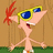 Pixelated cartoon character with red spiky hair, yellow sunglasses, and open mouth, standing on green grass against brown wooden background.