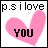 Pixelated static icon with black text and pink heart on white background, framed by thick black border.