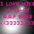 Pixelated text displays 'I LOVE MIKEI' with date and symbols on a grayscale background, showing animation via light source shifts.