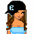 Animated contact sheet showing a pixel-art character with interchangeable parts and heart symbols in blue, black, white, and gray colors.