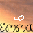 Animated contact sheet of 11 frames showing a white heart icon transforming against an orange-brown gradient background with repeating text "Emma" at the bottom.