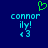 Pixelated blue text 'connor ily! <3' on dark blue background with green heart symbol above, two identical static frames side-by-side.