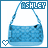 Animated sequence of a blue handbag with 'ASHLEY' text above and heart symbol below, showing subtle pixel changes across frames.