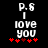 Pixelated text reads 'P.6 I love you' above red heart symbols on a black background, with one heart changing color between frames.