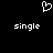 White pixelated heart symbol above two instances of the word 'single' on a black background.