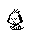 Pixelated black-and-white cartoon character with short hair and closed eyes, seated in a of identical static poses with occasional sparkles