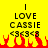 Yellow background with black text reading LOVE CASSIE and <3<3<3, red pixelated flames at the bottom.