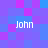 Pixelated of purple and blue squares with four instances of the text 'John' in white, arranged in a pattern