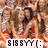 Pixelated image of a person with long dark hair and a red garment, with text reading "BISSTY" at the bottom.