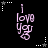 Black background with pink 'i love you' text and a heart symbol, surrounded by white and gray star outlines with dotted lines.
