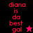 Pixelated text 'diana is da best gal' in red on black and magenta backgrounds with a star symbol changing from pink to black.