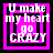 Four identical square display a bright pink background with black and white text reading "U make my heart go CRAZY" in pixelated font
