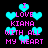 Pixelated cyan hearts and pink text reading "I LOVE KIANA WITH ALL MY HEART" on a black background, with multiple heart shapes scattered throughout.