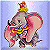 Pixelated cartoon elephant wearing a colorful striped hat and yellow bow tie, standing against a light purple background.