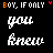 Animated pixel art displays 'BOY, IF ONLY' text above 'you knew', with color-coded lettering and small animated symbols changing across frames.