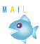 Animated blue fish with dark eye and open mouth, surrounded by floating bubbles above a gray background.