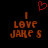 Red pixelated heart above orange text reading "I LOVE JAKE S" on black background, with two identical side-by-side arrangements.