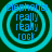 Four identical circular cyan text overlays on dark green background, each containing stacked blue text reading elephants really really rock.