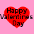Four red heart shapes on a pink background, each containing black text reading "Happy Valentines Day" with varying pixelation levels.
