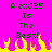 Pixelated green text on bright pink background reads 'AlexJ25 Is The Best!' with yellow and orange flames at the bottom.