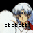 Pixelated anime-style character with silver hair and white wings, wearing red clothing against a black background.