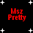 Black background with white star shapes and red text reading 'Msz Pretty' in four identical quadrants.