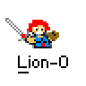 Pixel art buddy icon featuring a red-haired character with sword and shield, displayed in two identical frames on gray background with "badassbuddy.com" text above.
