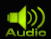 Yellow speaker icon with sound waves and 'Audio' text on black background, showing animation frames where wave count decreases from three to zero then increases back to three.