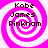 Four identical pixelated spiral icons with pink and white stripes, each displaying 'Kobe James Pinkham' in dark brown text.