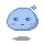 A 3x3 contact sheet of pixel art frames showing a blue blob character with pink cheeks and small antennae, displaying subtle facial expression changes across sampled animation frames.