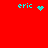 Red background with cyan text 'eric' and four distinct pixel art animations: a heart, starburst, dots, and static text.