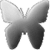 A grayscale butterfly icon with gradient shading, featuring four wings and a central body, rendered in a pixelated style against a light gray background.