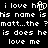 Pixelated text on black background with white characters, including repeated phrases and a heart symbol replacing 'h' in 'him'.