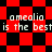 Red and black checkered background with repeated text 'amealia is the best' in white pixelated font across two distinct patterns