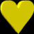 Animated sequence of yellow heart shapes in various 3D orientations and partial forms against a black background.