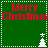 Green background with red 'Merry Christmas' text and white pixelated trees, divided into four quadrants by dotted lines.