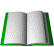 A sequence of showing a book's pages turning from left to right, with green borders and gray background