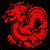 Red pixelated dragon on black background with green text 'Original Icons .com' on right side.