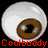 A 3x3 contact sheet of nine animated eye frames with brown irises and white sclera, each containing red "Coolbuddy" text across the middle on a black background.