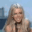 A woman with long blonde hair and a dark top appears in four showing slight head movements against a light blue background