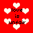Red background with white heart shapes and black text reading "love is unfair" in pixelated font.