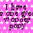 A static image with a pink background patterned by white stars, displaying repeated text "I have one eye Wonder body" in black pixelated font.