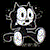 Pixelated cartoon character with large eyes and a wide smile, rendered in low-resolution 256x256 pixels on black background.
