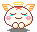 Pixel art angel with closed eyes, pink cheeks, and orange wings in six variations showing pose and accessory changes.